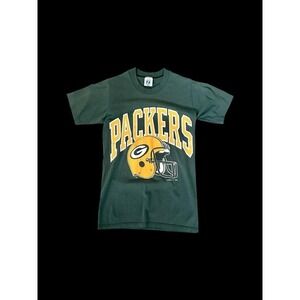 Vintage Green Bay Packers Tshirt Logo 7‎ Womens Small Green Single Stitch